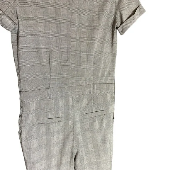Vintage Yi Mei Er Short Sleeve Jumpsuit Office Black Gray Plaid Size Small - Picture 6 of 8